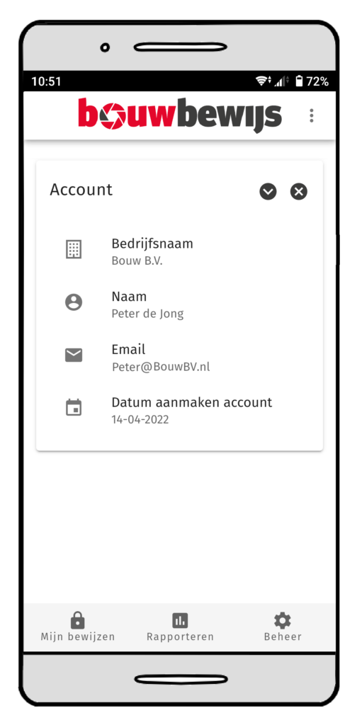 Screenshot accountscherm